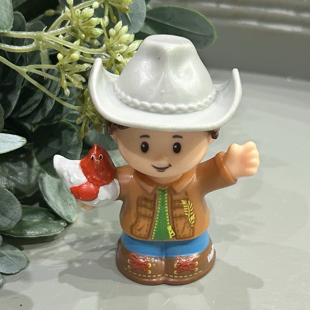 Fisher Price Little People Farmer Jed Cowboy w/Hen Animal Friends Farm 2016